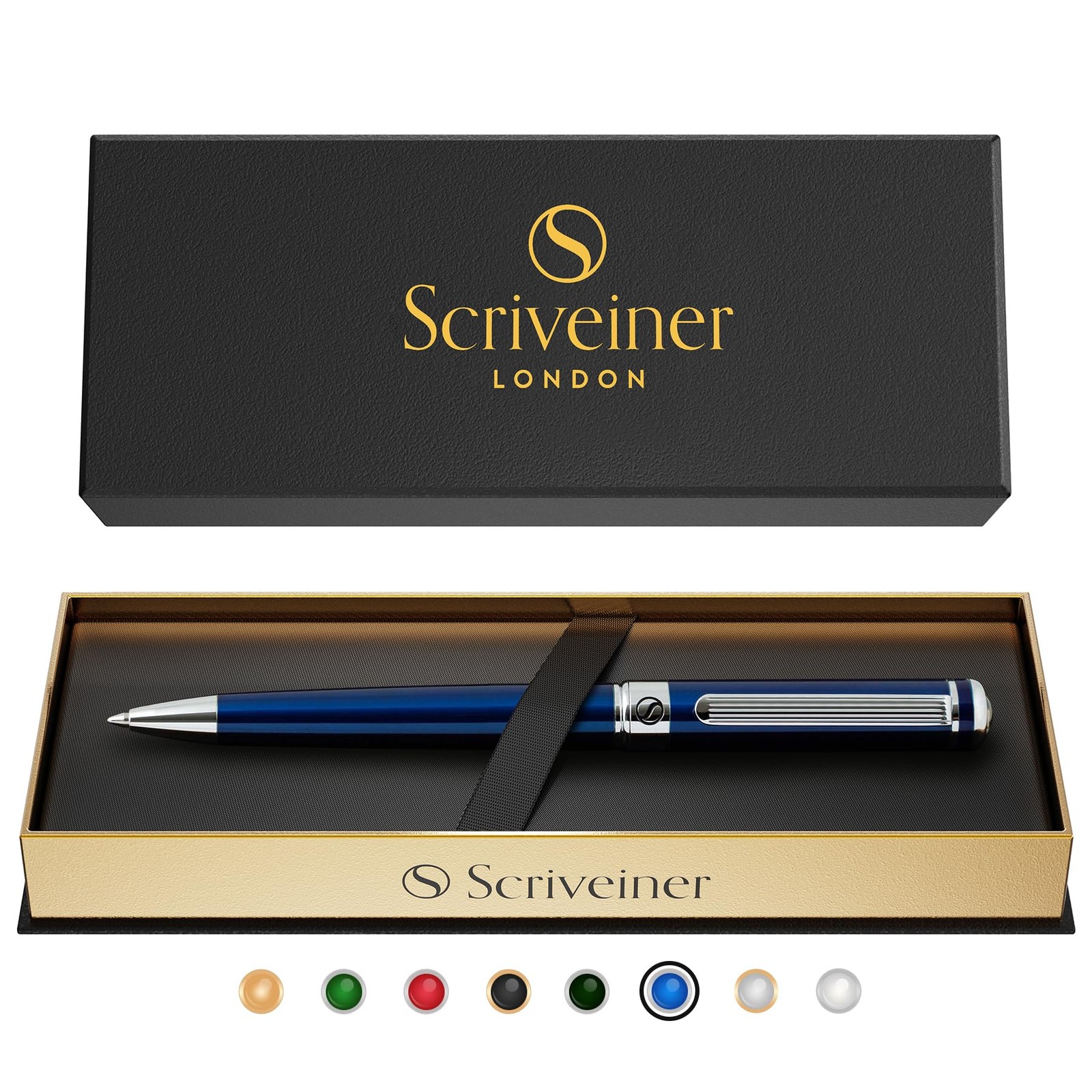 Midnight Blue Ballpoint Pen Lacquer Chrome Finish Schmidt Black Refill