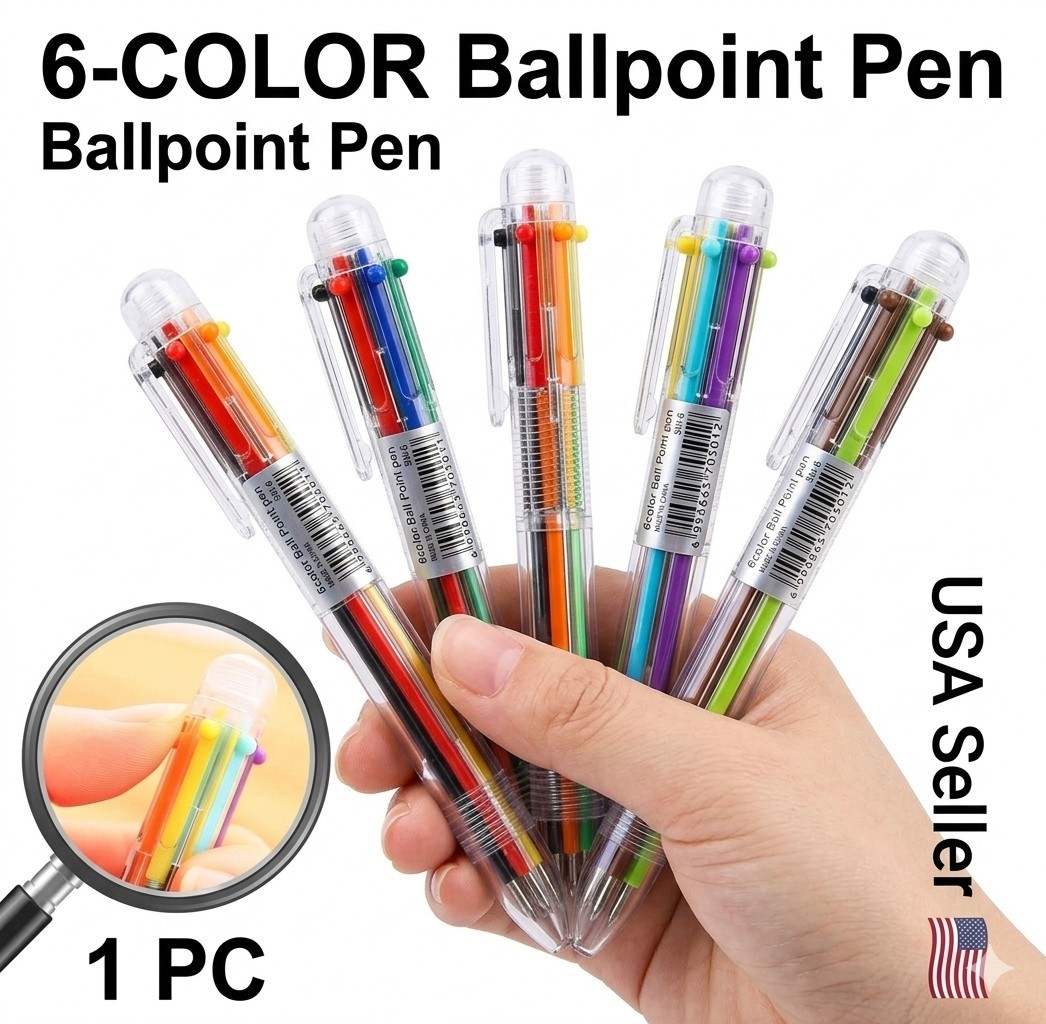 1 PC Ball Point Pen Marker Korea Creative Stationery Pen 6 Color In 1 Ballpoint