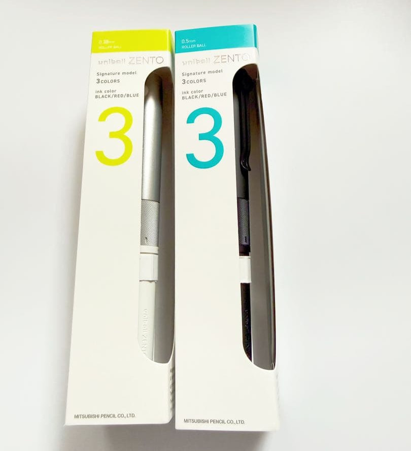 Uni-ball ZENTO Signature Model 3 Color Ballpoint Pen 0.5mm & 0.38mm Set of 2