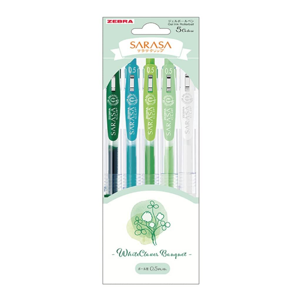 Gel Ballpoint Pen Sarasa Clip 0.5mm Flower Bouquet White Clover 5color Set JJ15-