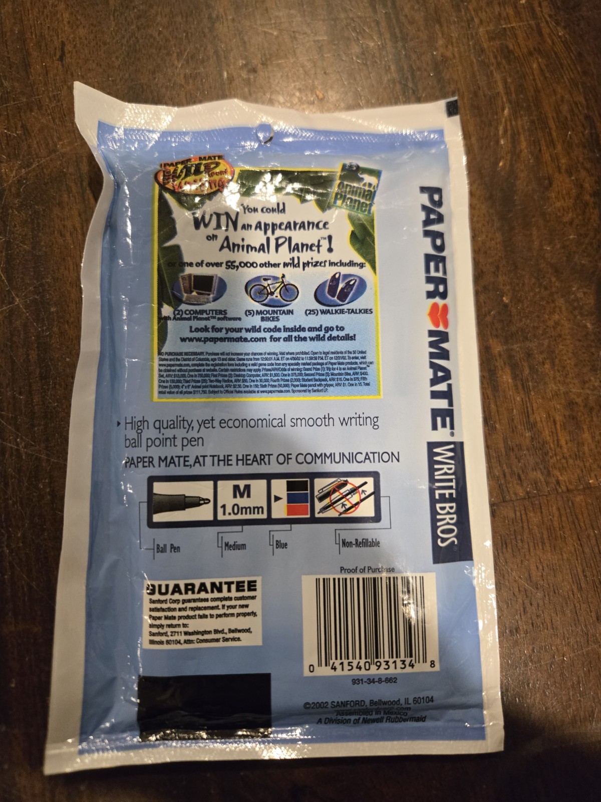 Vintage 2002 Paper Mate Stick Pen Med 1.0 Blue Animal Planet Pack of 10