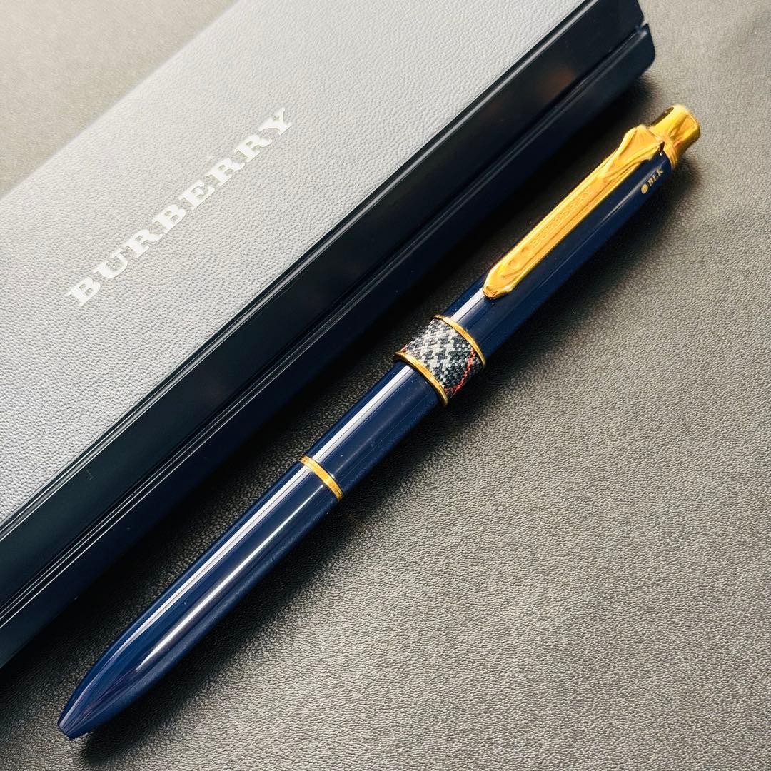 Unused Burberry composite 2-color Ballpoint Pen made by Pentel with case manual