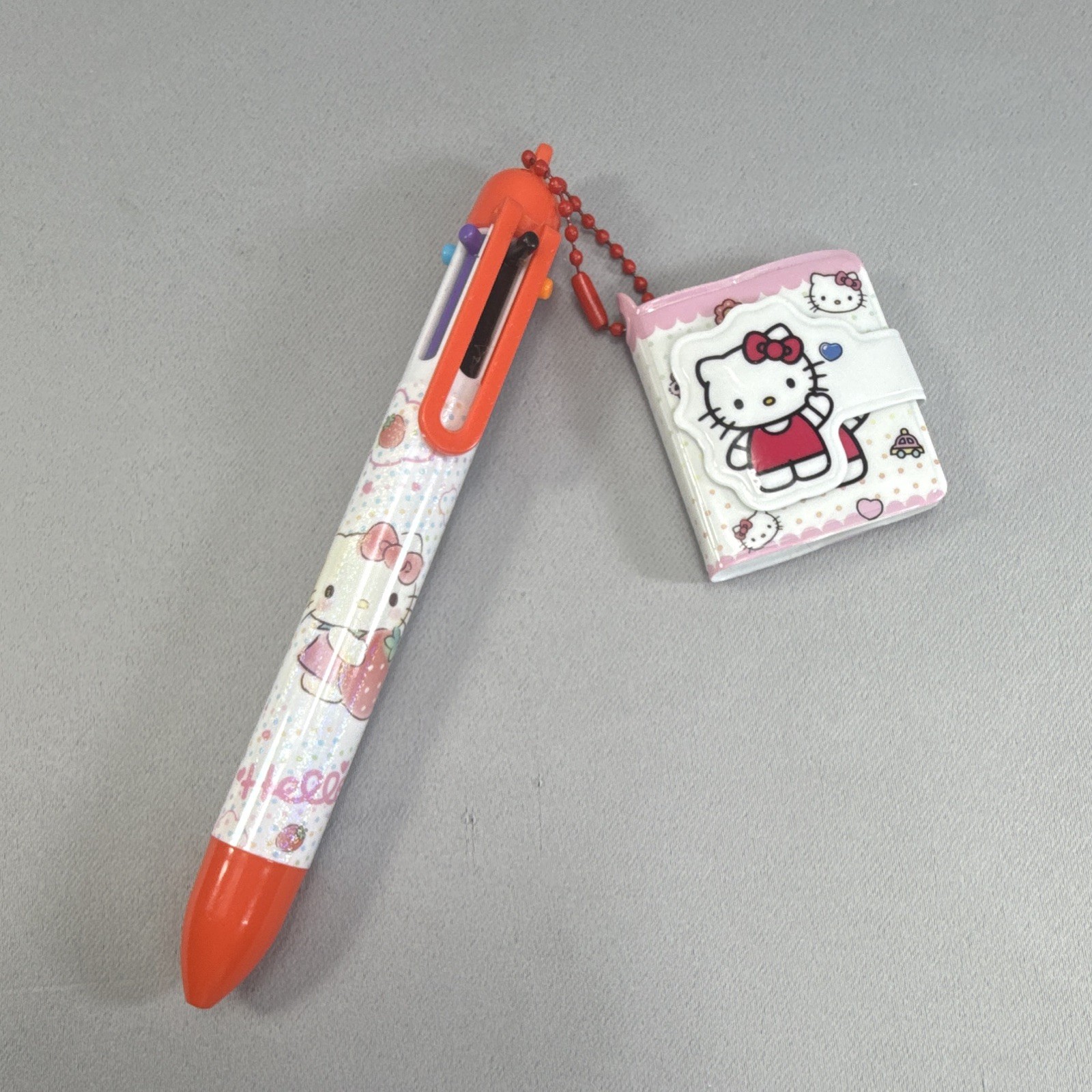 Sanrio Hello Kitty Plastic Ballpoint Pen, Multicolor Ink, Charm Mini Notebook