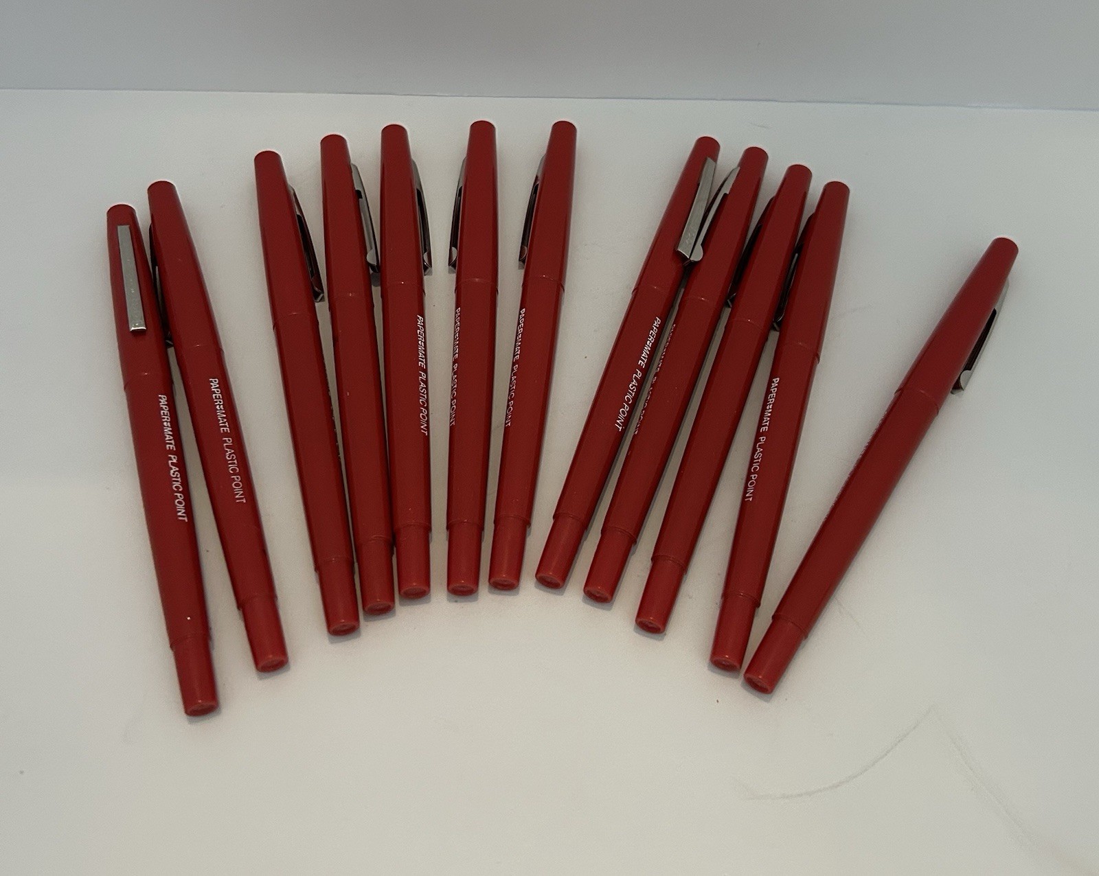 SET OF 12 ~ RED Paper Mate Extra Fine Plastic Point Pens 822-11 Paper-mate NOS