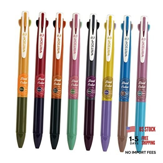 Retractable Gel Ink Pens: Multi Colored 2 1 Count (Pack of 8) 8 Pcs Multicolor