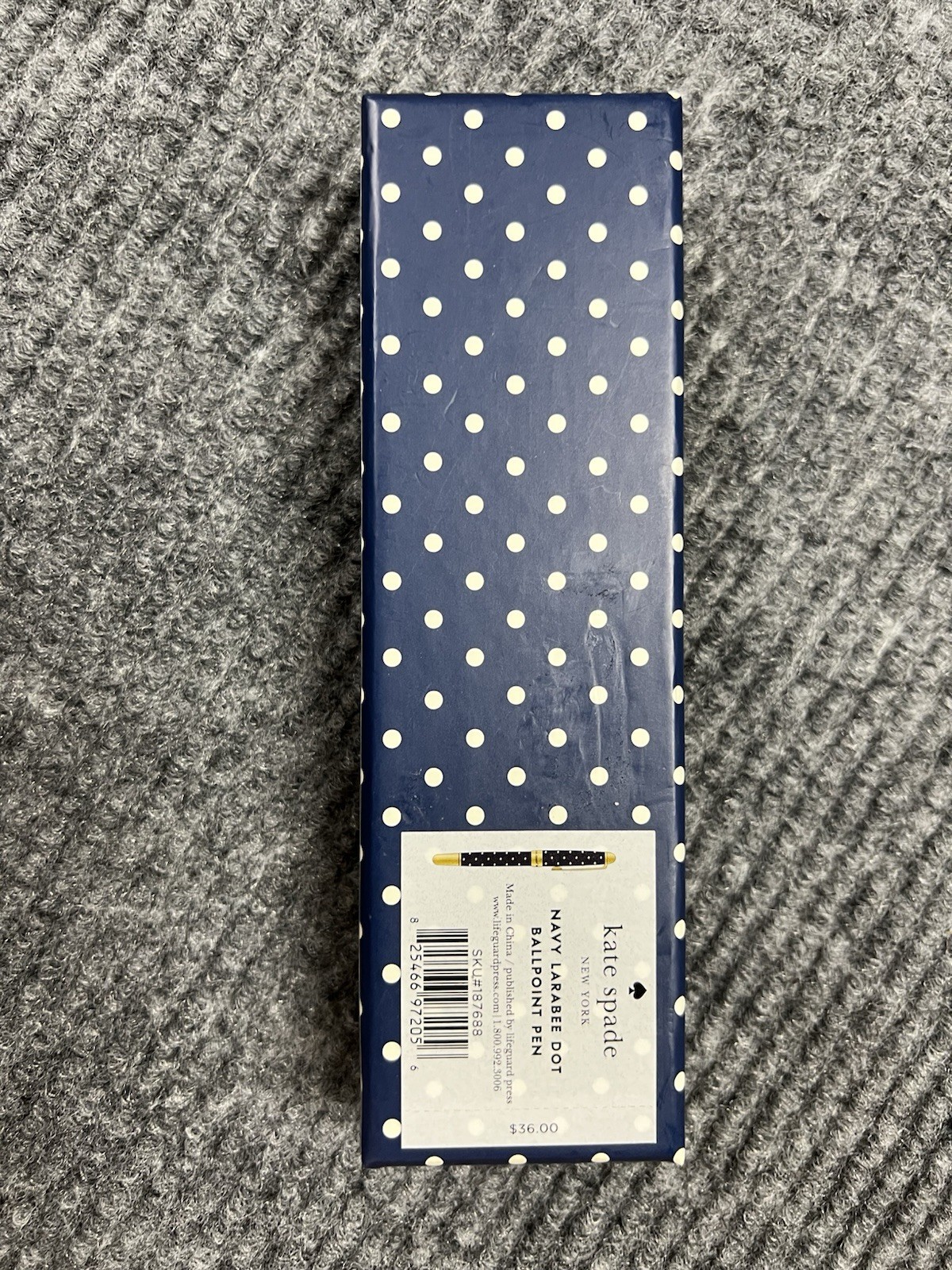 Kate Spade New York To-Do List Ball Point Pen Navy Blue White Polka Dot (NIB)