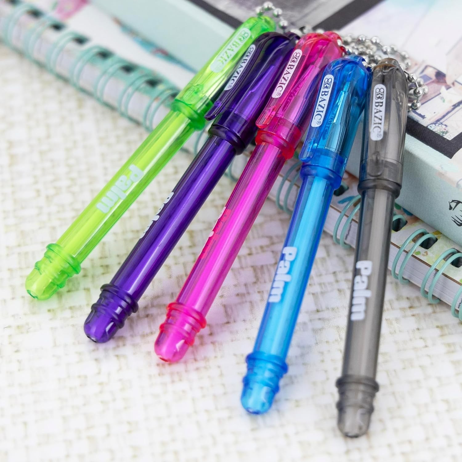 BAZIC Palm Mini Ballpoint Pen w/Key Ring, Roller Pens Medium Point 1.0mm, Sma…