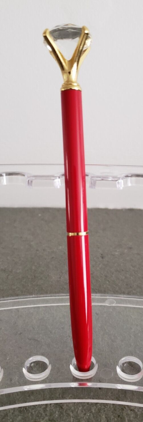 1 Pcs Retractable Diamond Pen with Big Crystal Bling, Crystal Metal Ballpoint