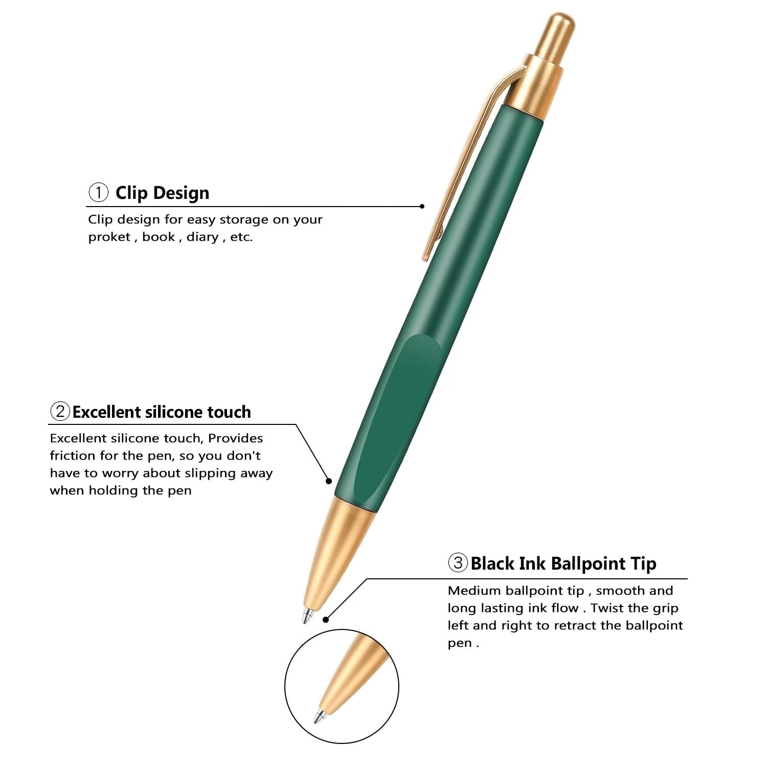 Aozora Retractable Ballpoint Pens 1.0mm 200-Pack