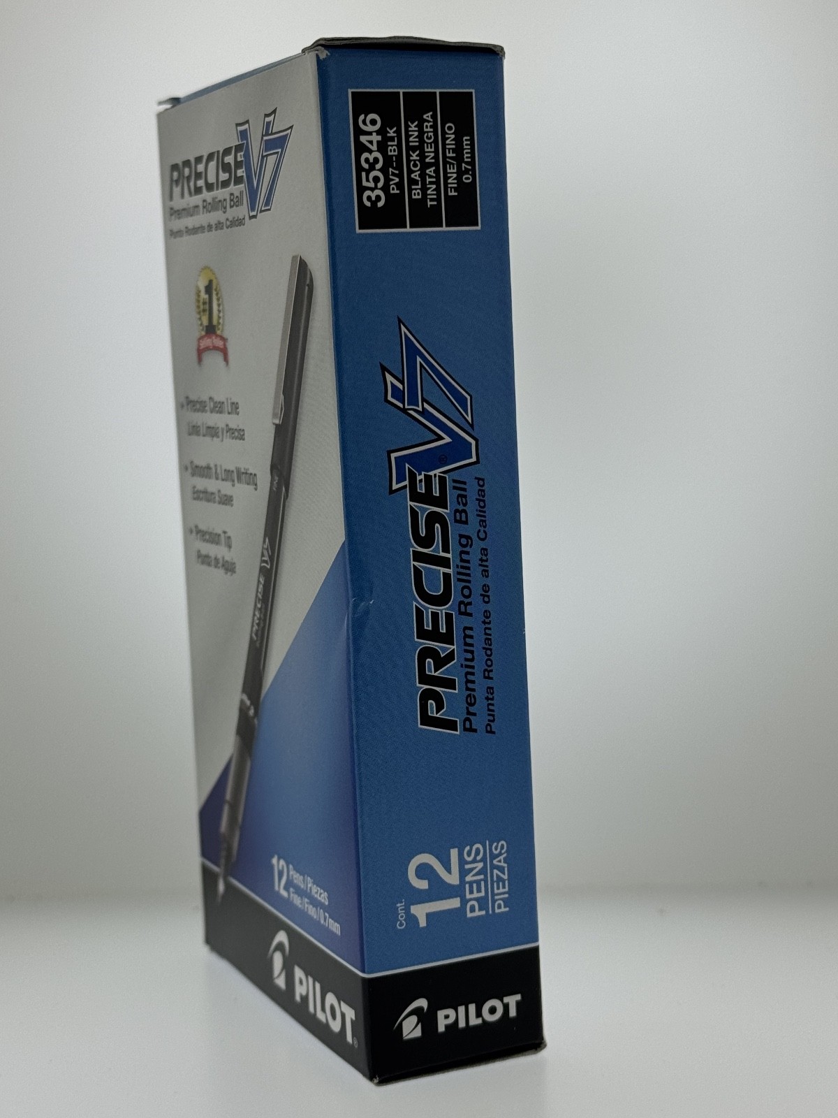 12 Pack – Pilot Precise V7 BLACK INK PENS Stick Rolling Ball Pens Point .7mm