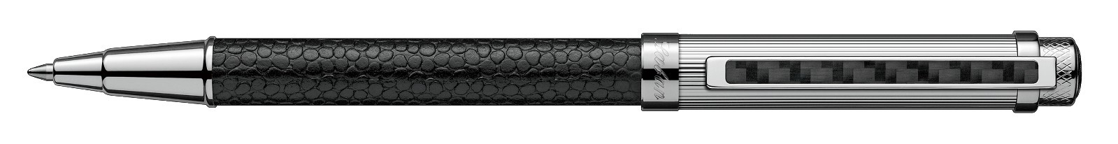 Laban 925 st. silver Ballpoint pen ,black leather +two refills (black and blue)
