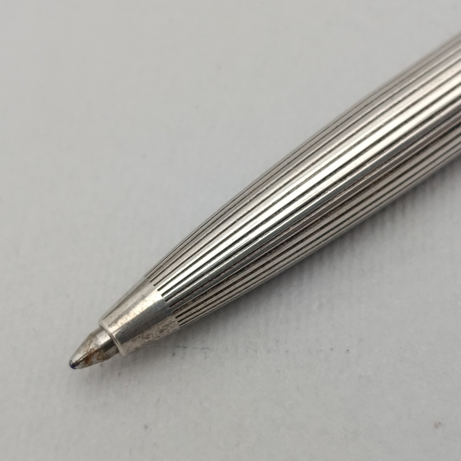 WALDMANN STERLING SILVER 925 TWIST PINSTRIPE BALLPOINT PEN VINTAGE EXCELLENT