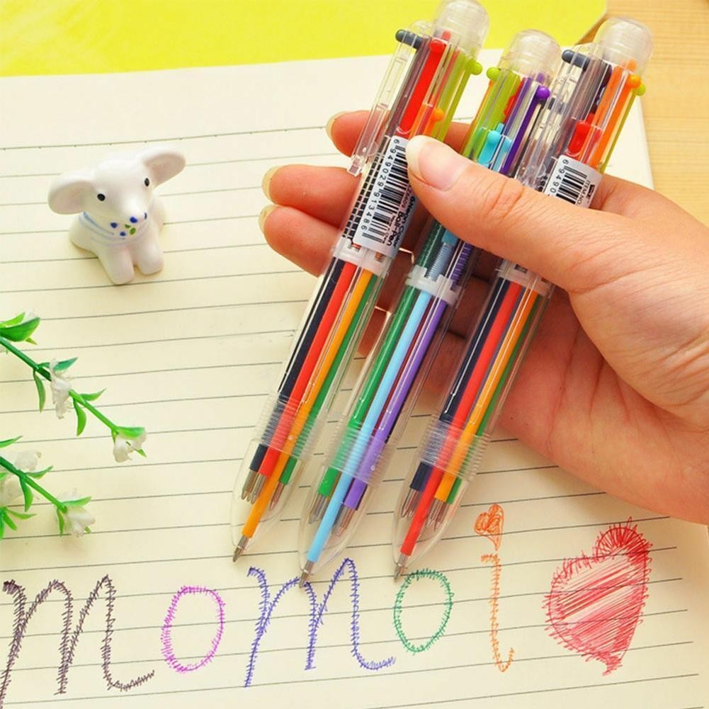 1pc MultiColor 6 in 1 Color Ballpoint Pen Ball Point Pens Kids School Office–