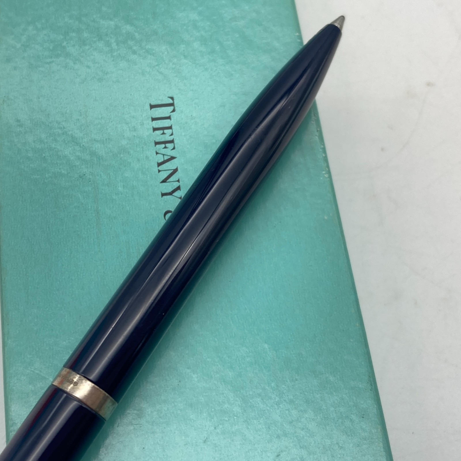 Tiffany & Co. Ballpoint Pen T Clip Navy Enamel Silver Black ink 31.4g