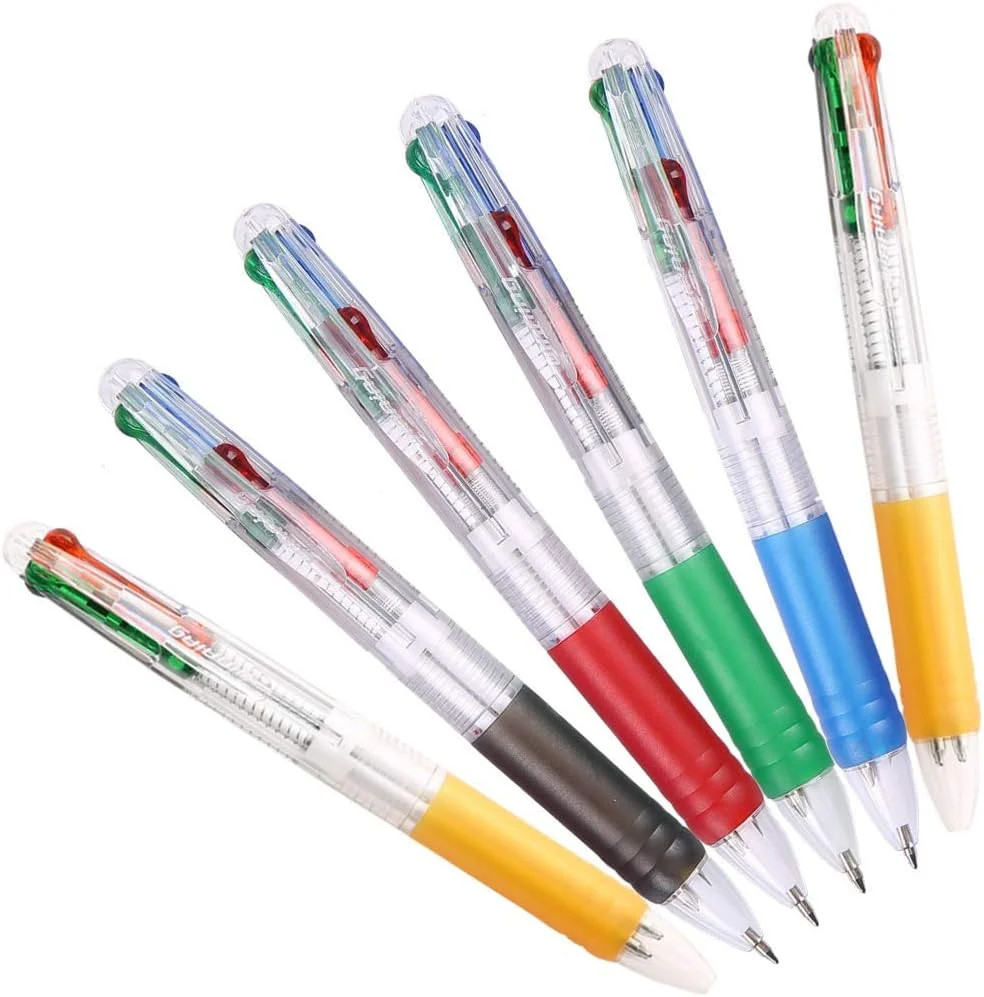 Multicolor Ballpoint Pens 0.7 mm Ball Point Pen 4 Color Ink (Black, Blue, Red, G