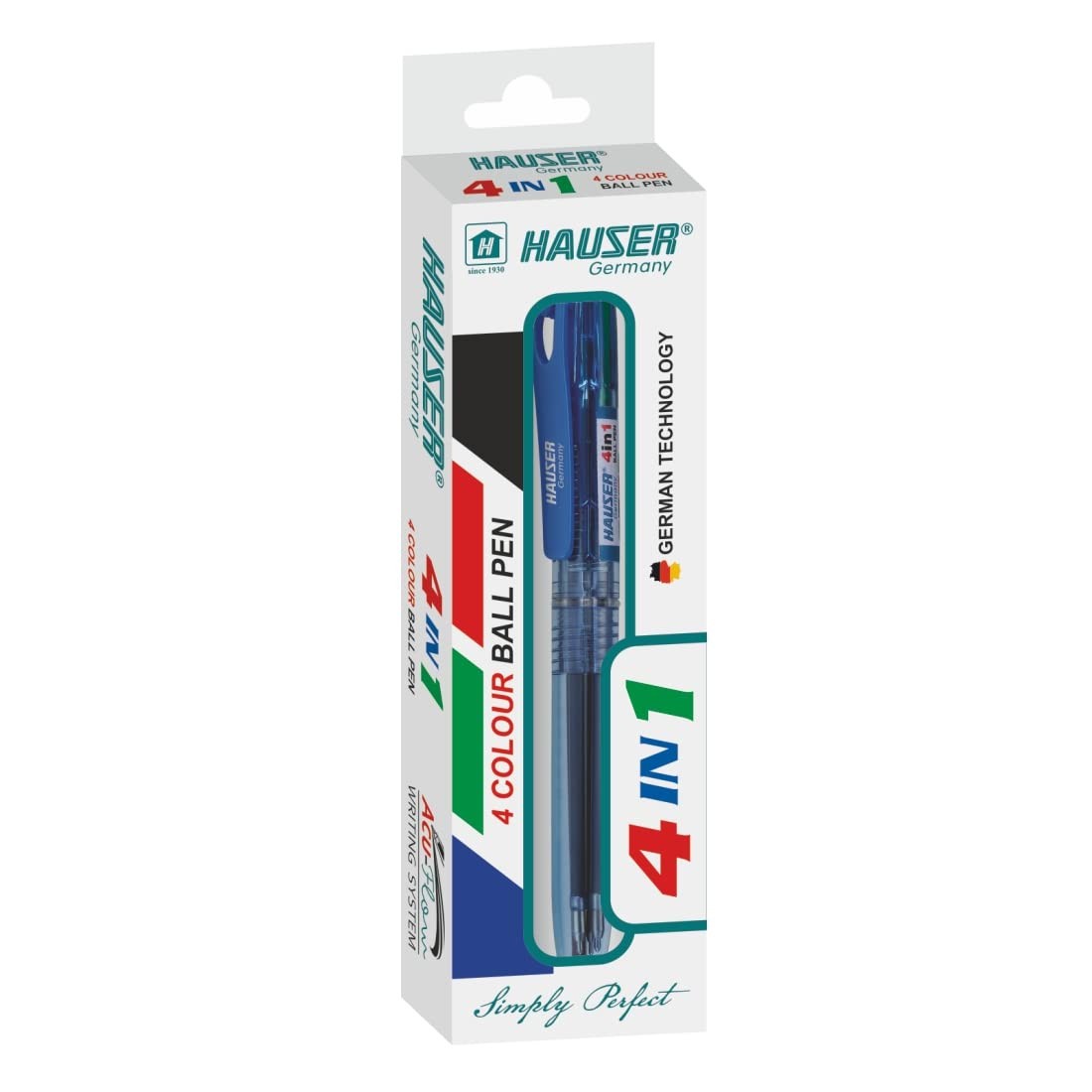 Hauser Germany 4 in 1 Retractable Ball Pen Smooth & Effortless Writing With FS
