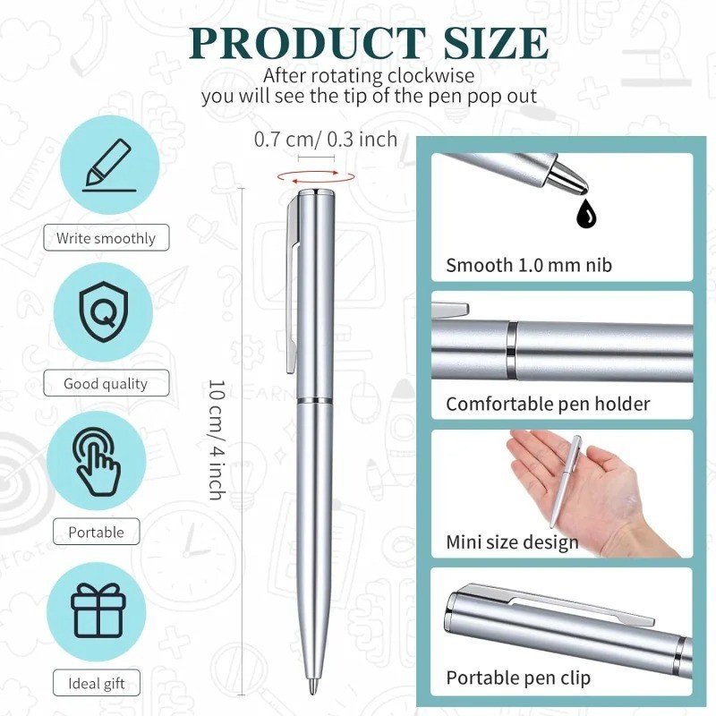 10pcs Ballpoint Pen Short Spin Office School Teenager ball Roller Ink Black