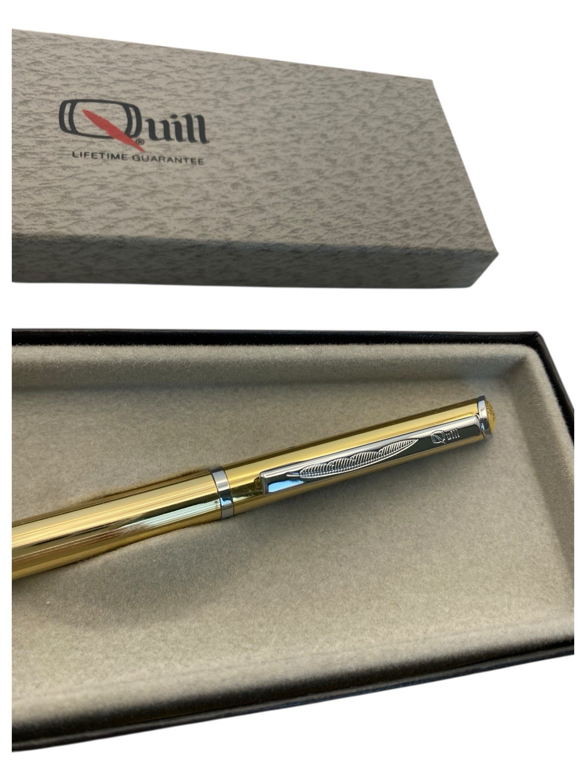 Vintage Quill Pen Branded Gold Tone *needs new ink refill