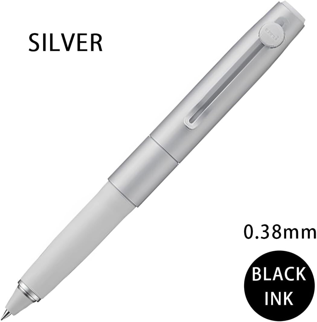 uni-ball ZENTO Signature Pen Set Silver & Black + 6 Refills (Red/Blue/Black)