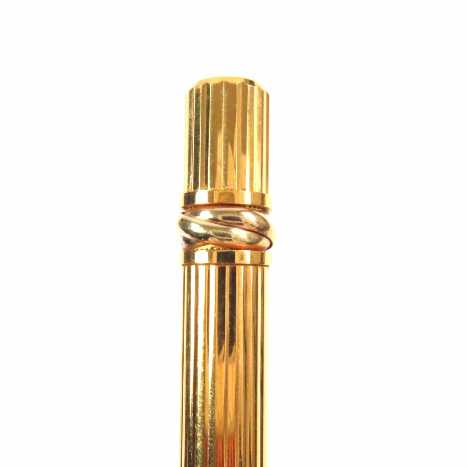 Trinity de Cartier Stripe Ballpoint Pen Gold Twist France Unisex Stationery Auth