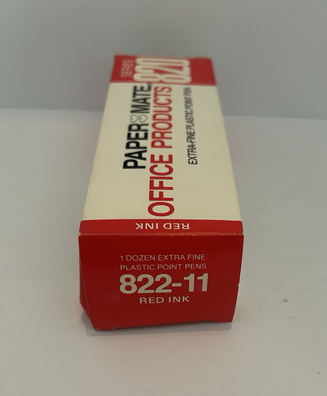 SET OF 12 ~ RED Paper Mate Extra Fine Plastic Point Pens 822-11 Paper-mate NOS