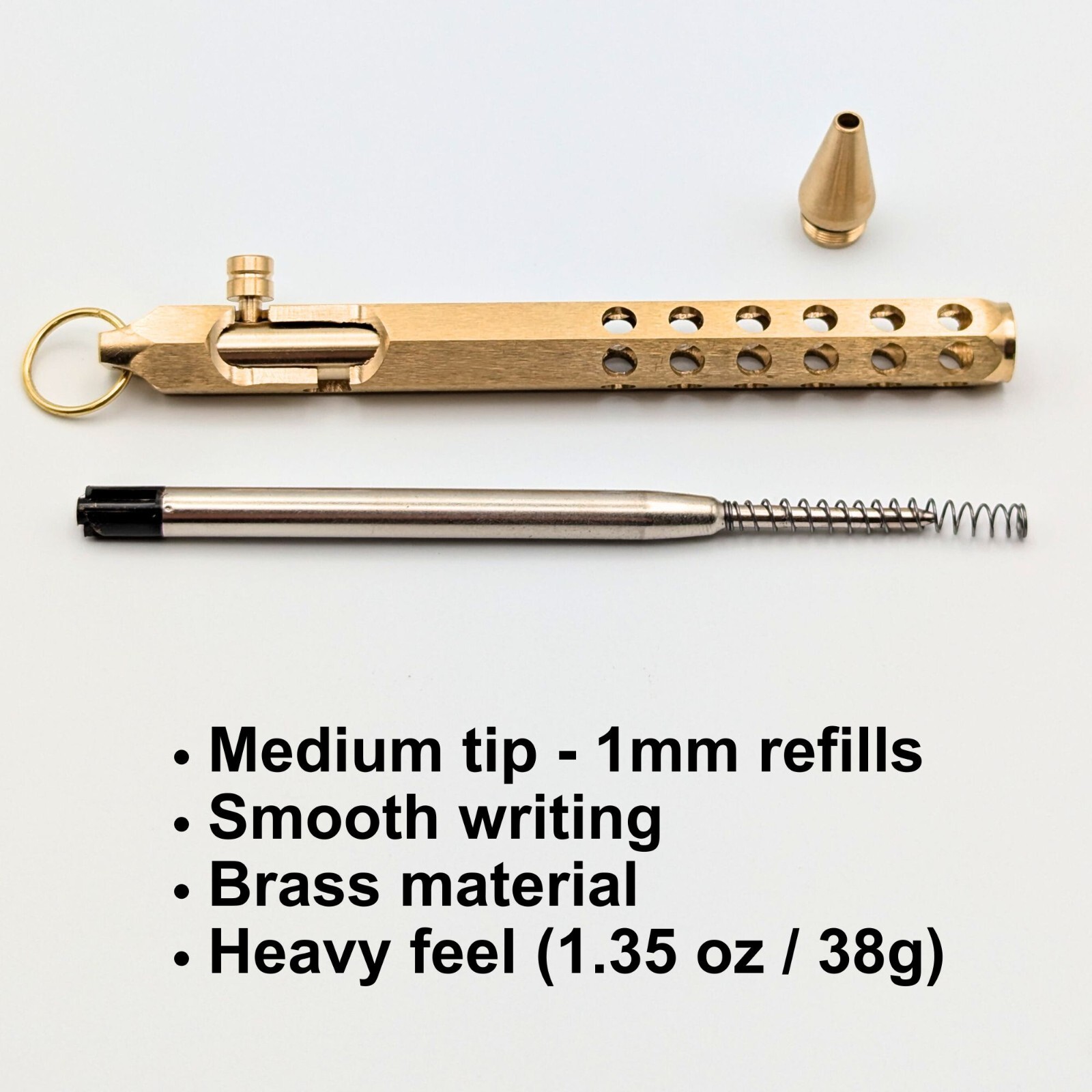Bolt Action Ballpoint Pen Solid Brass EDC Six-edge Bronze color – Great Gift Dad