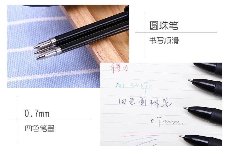 4 Color Ballpoint Pen 0.7mm Retractable Black Blue Red Green Ink Writing Pen