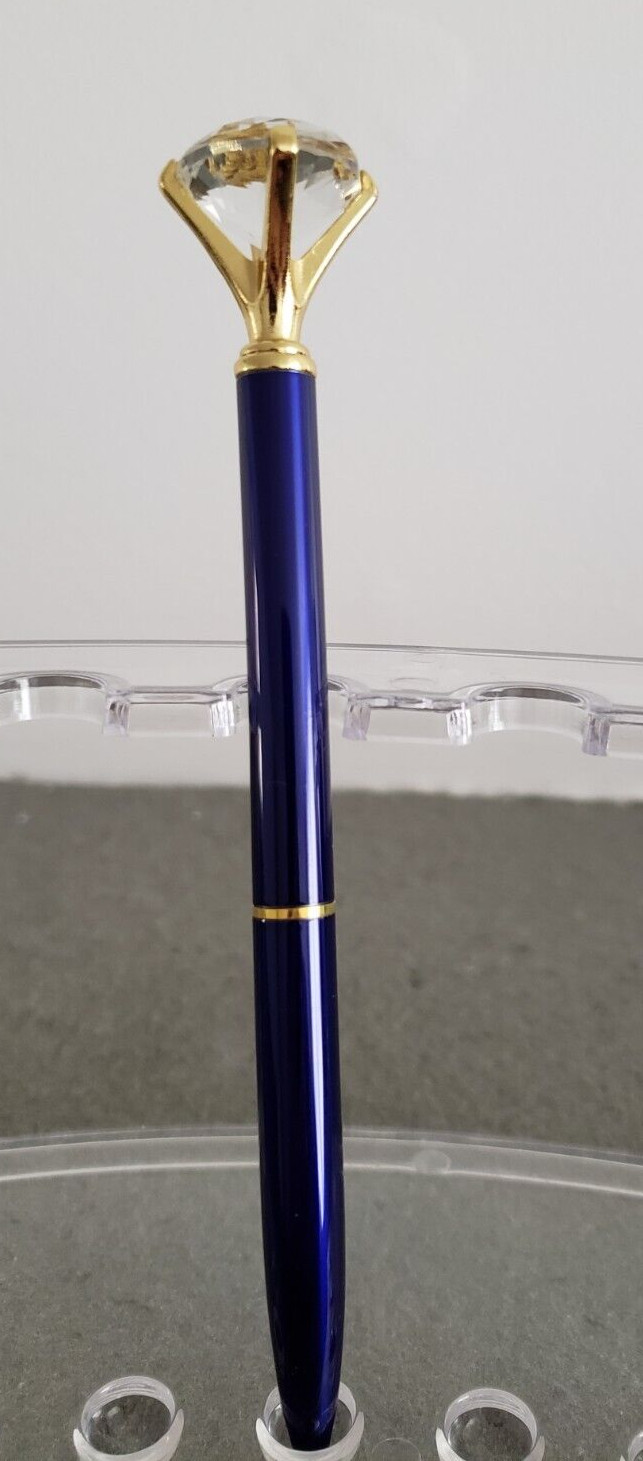 1 Pcs Retractable Diamond Pen with Big Crystal Bling, Crystal Metal Ballpoint