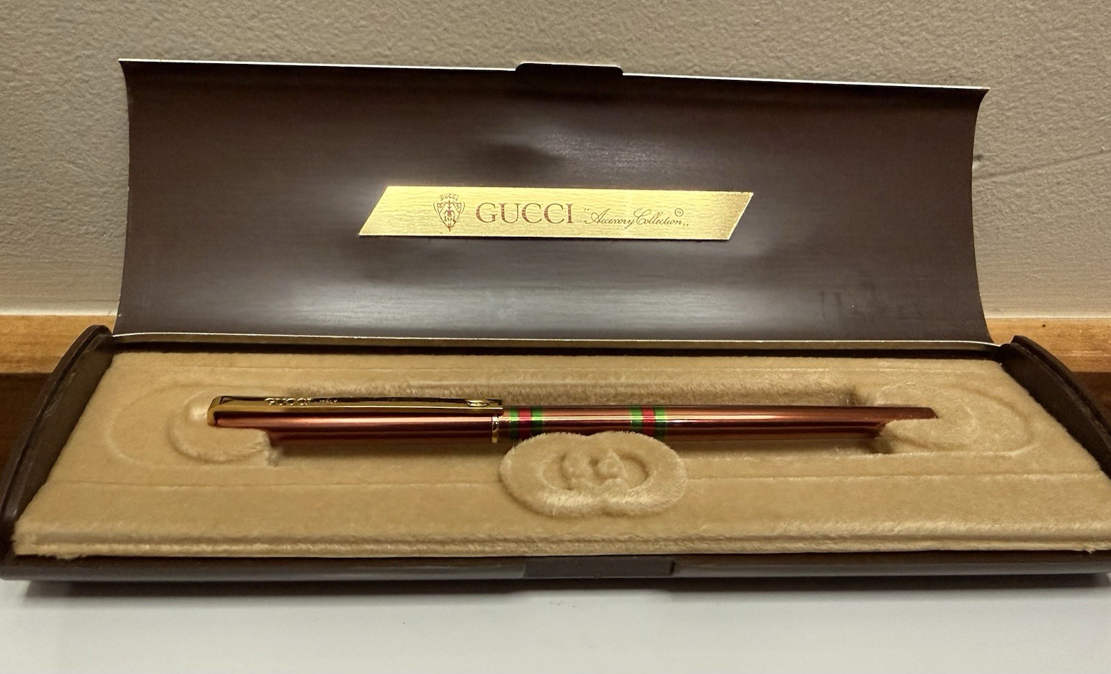 Vintage Gucci Accessory Collection Ballpoint Pen With Original Case Italy
