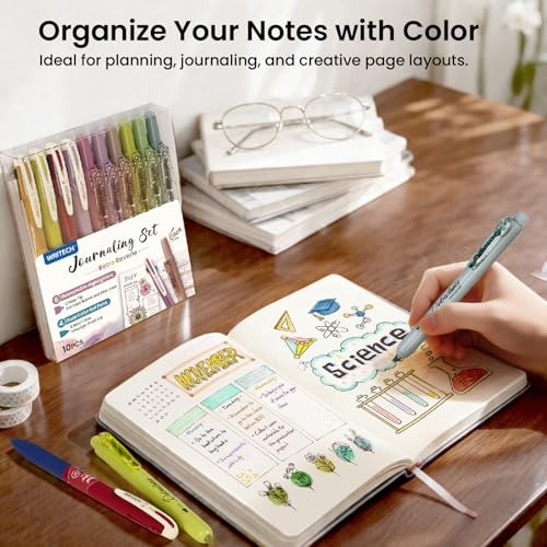 Gel Pens Journaling Highlighters: Journal Set Aesthetic Assorted Color Vintage