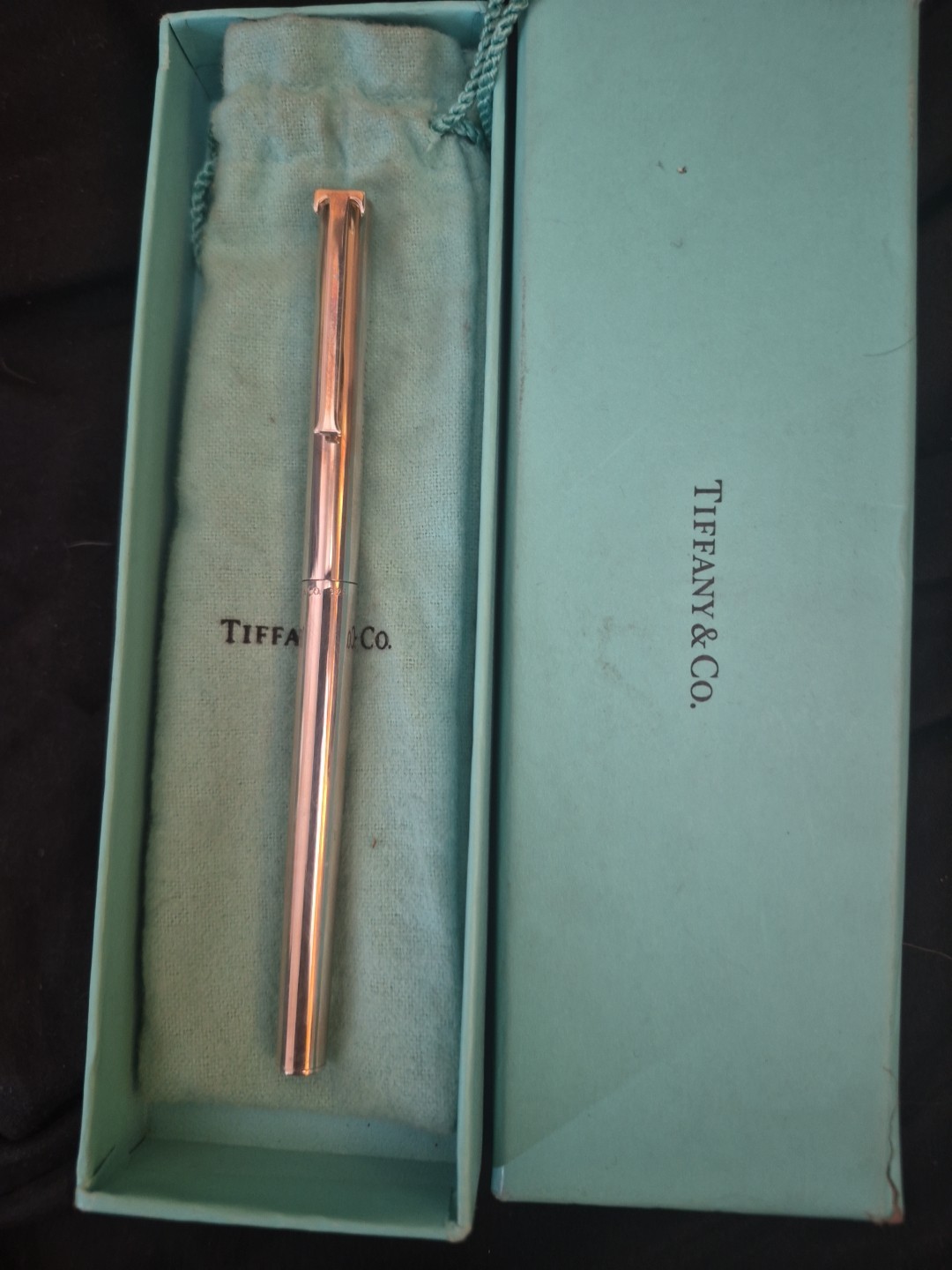 Tiffany & Co. Engine Turned Ballpoint Pen 925 Sterling Silver Vintage Germany