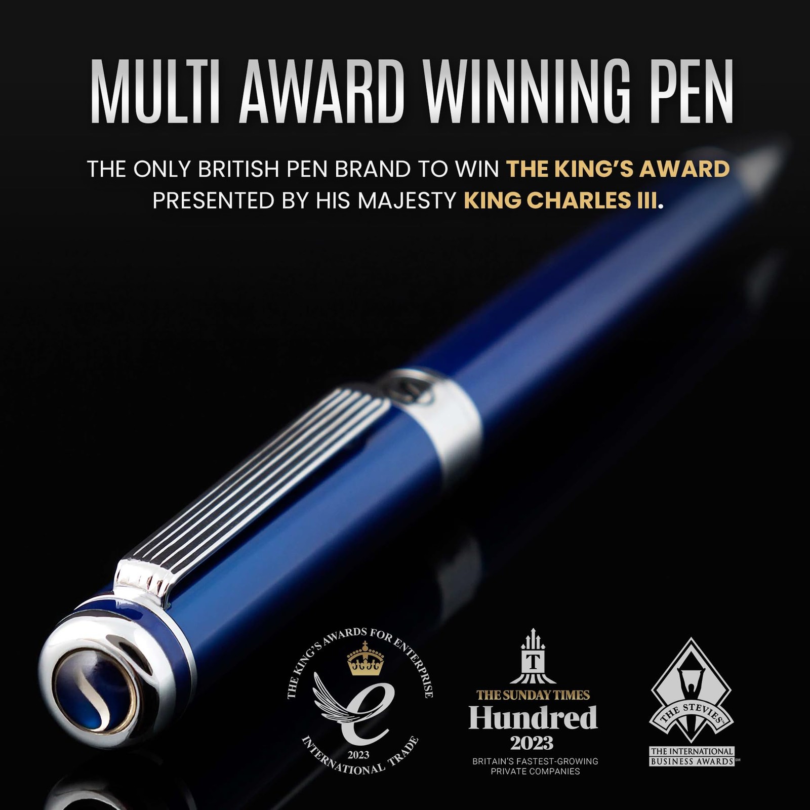 Midnight Blue Ballpoint Pen Lacquer Chrome Finish Schmidt Black Refill
