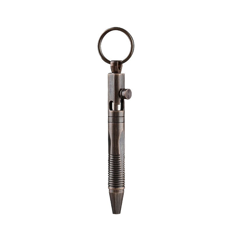 Mini Pocket Keychain Detachable Brass Bolt Action Ball Pen Signature Outdoor EDC