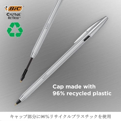 BIC Cristal Re’new Ballpoint Pen CRBLK-3P 1.0mm with 2 Refills 【DT from Japan】