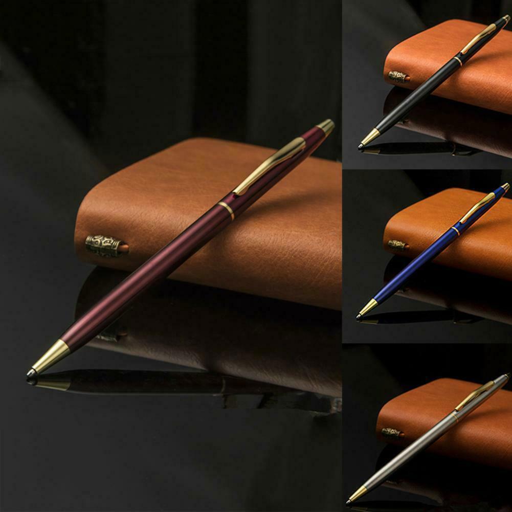 Luxury Full Metal Ballpoint Pen 1mm Black Ink Gel Pen Stationery Office Student