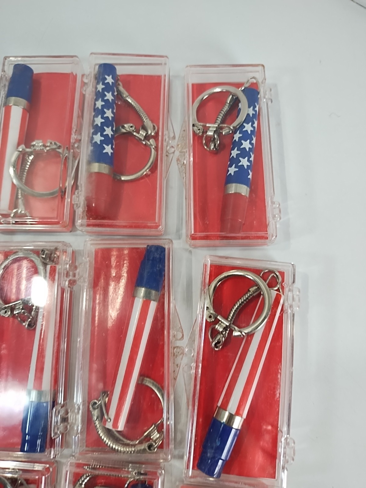 Vintage Stars & Stripes Keychain & Pen Set (Lot Of 16) In Retail Display Box USA