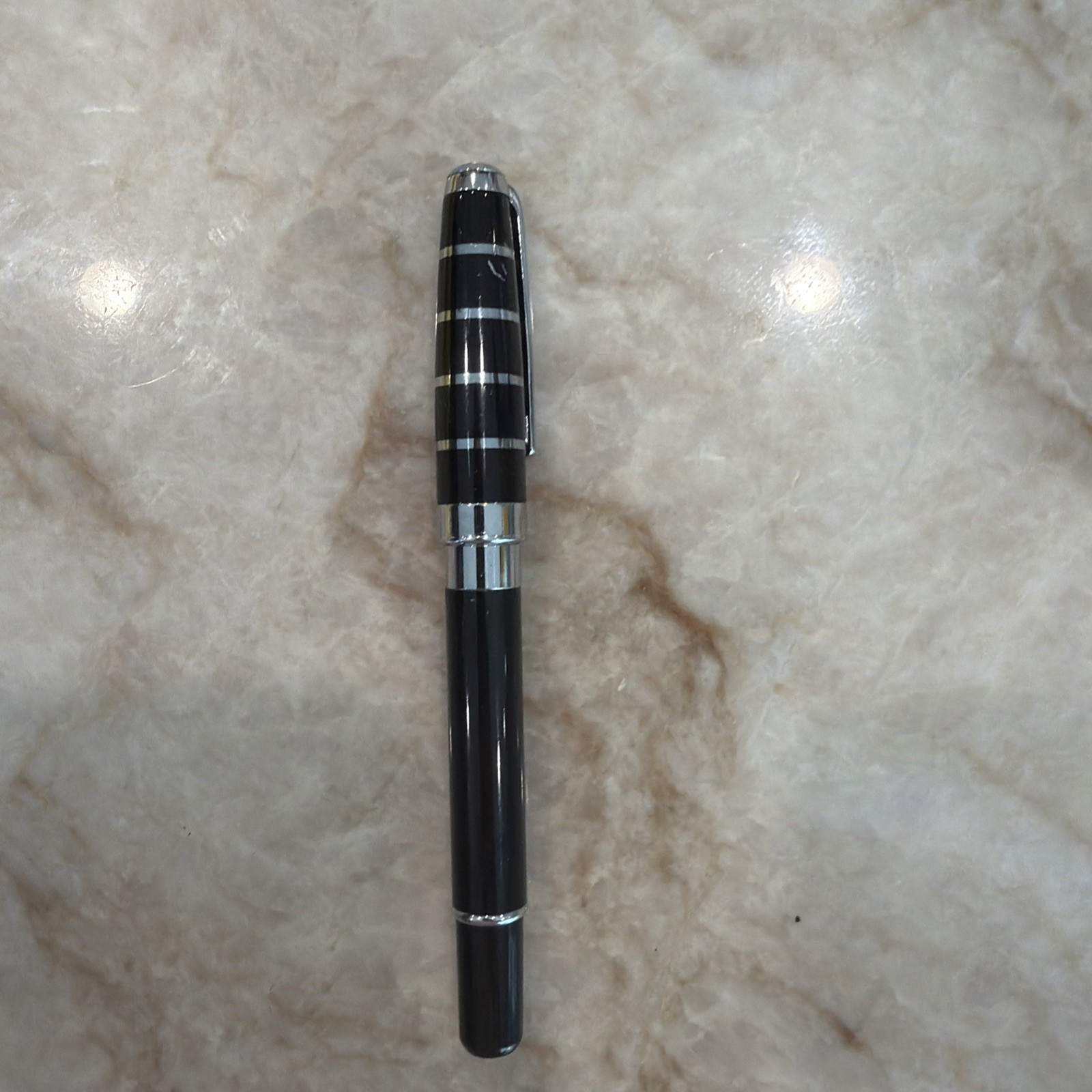 Montecristo Ballpoint Pen Built-in Twist Cigar Hole Punch Black Enamel