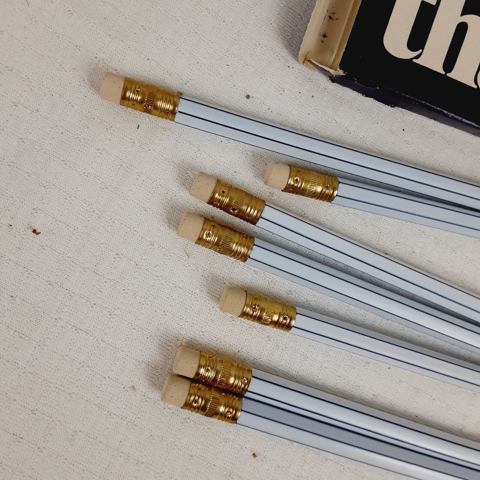 Thank You 1978 US Pen Company Set of 7 Ball Point Pens DRIED UP with Erasers New