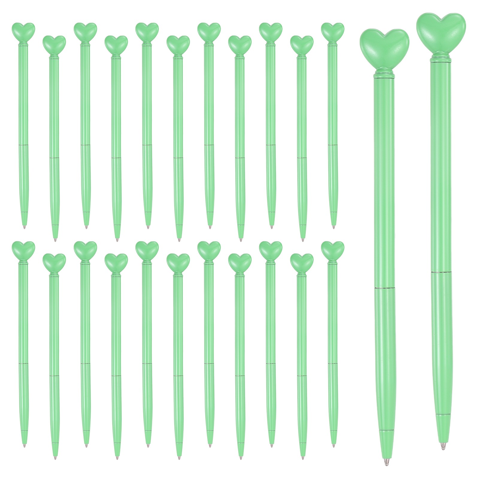 Heart Pens 1.0 mm Black Ink, 24 Pcs Metal Cute Pens Ballpoint, Green
