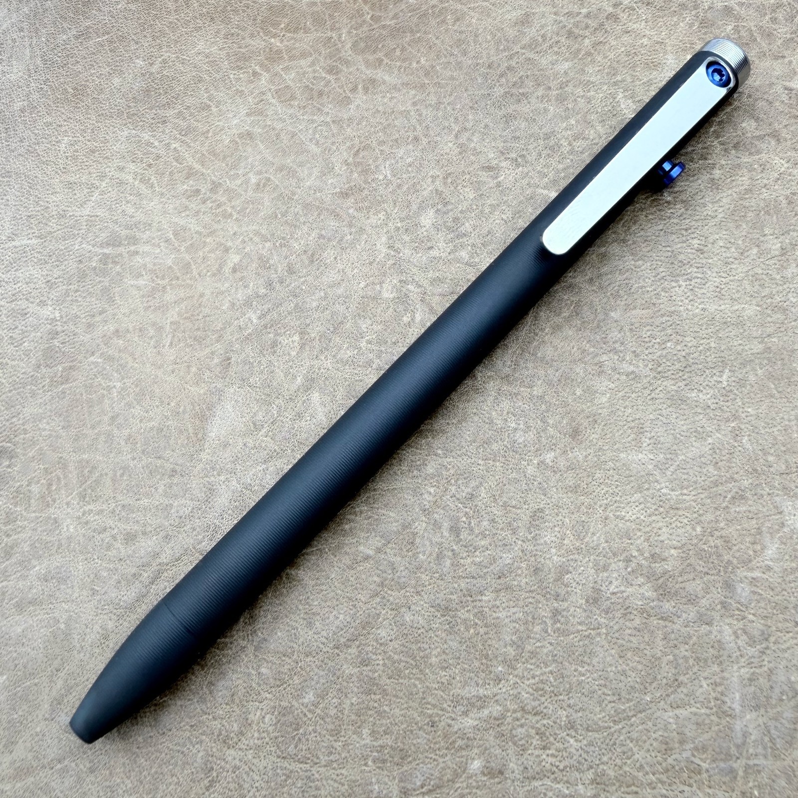 Tactile Turn – Titanium Slim Bolt Action Standard Size Pen Custom Black & Silver