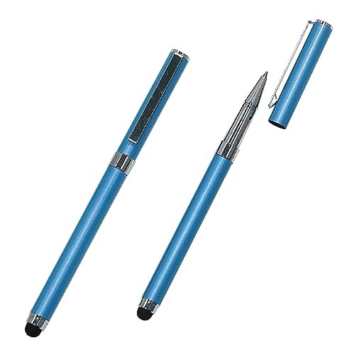 Japanese-made textured cowhide leather pen tray (blue) with smartphone-touch