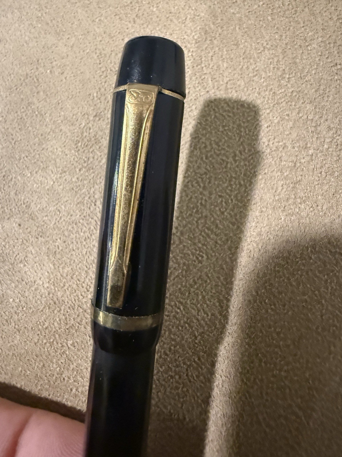 Vintage West Germany Ero Start Black Pen Gold Trim Engraved Clip Untested