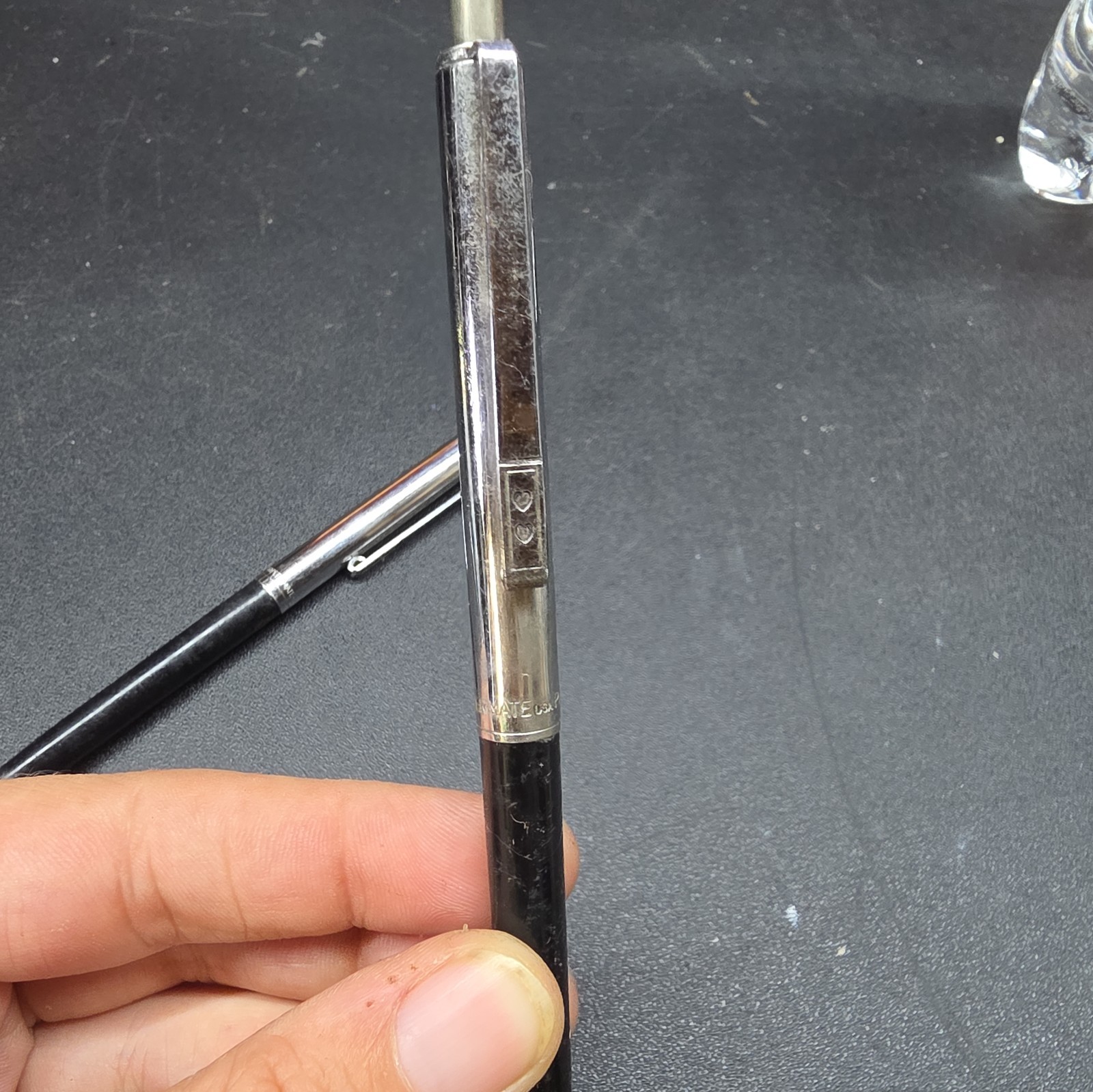 Paper Mate Double Heart Regular Profile Ballpoint Pen in Black & Chrome