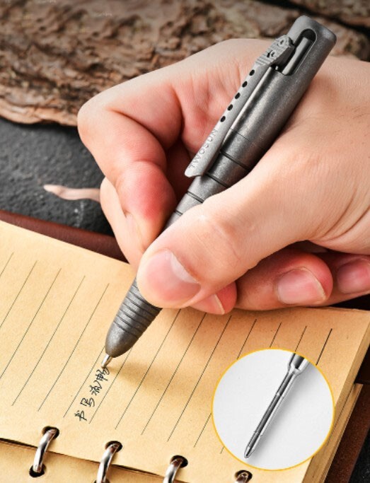 New Practical Titanium Alloy Pocket Ball Pen Signature EDC Pens w/ 5 G2 Refills