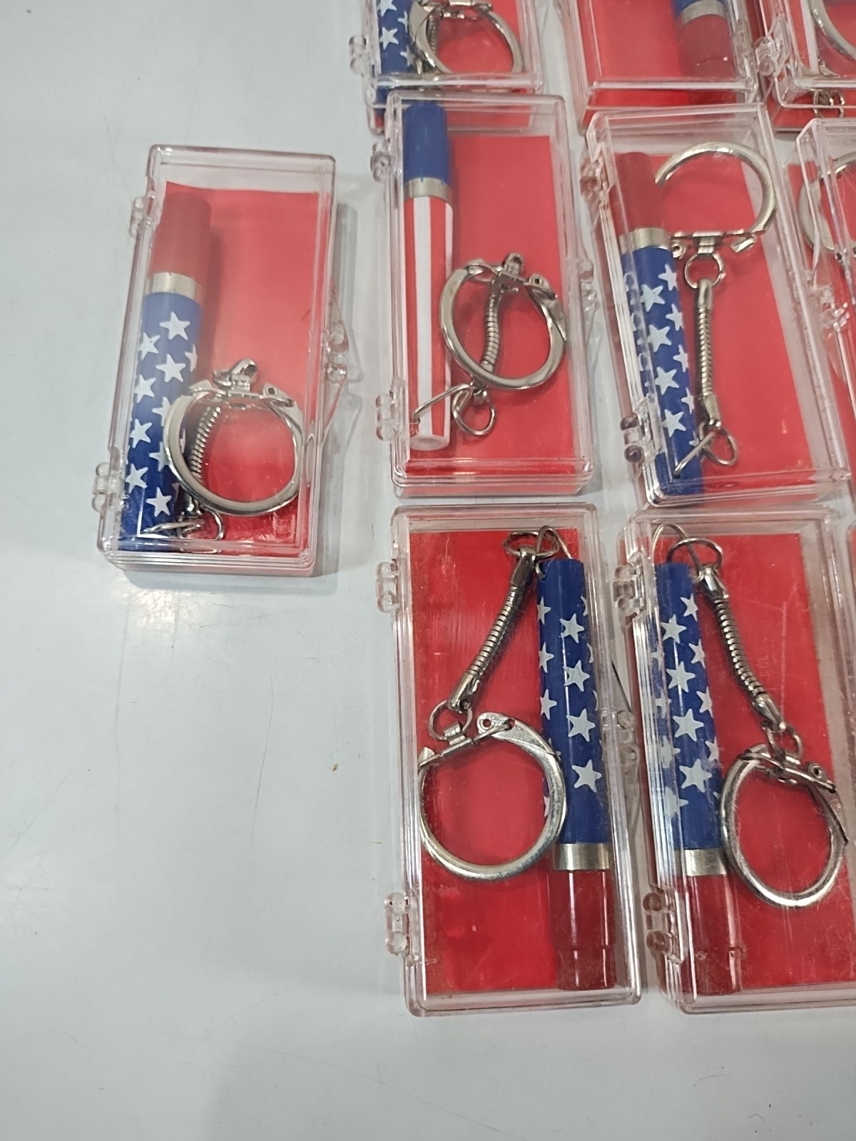 Vintage Stars & Stripes Keychain & Pen Set (Lot Of 16) In Retail Display Box USA
