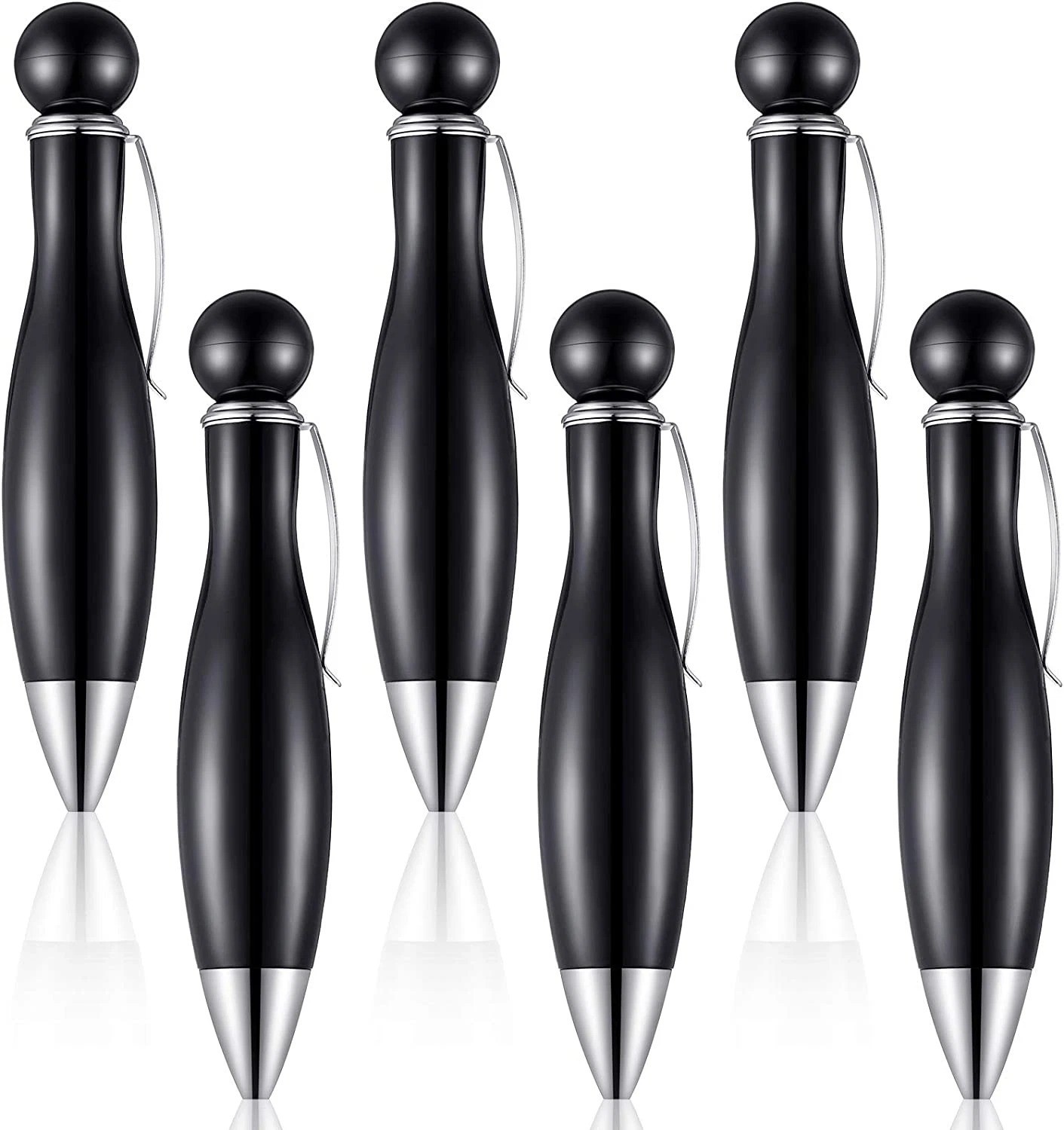6 Pieces Short Fat Ballpoint Pen Big Fat Pens Elegant Barrel Black Mini Ink Pen
