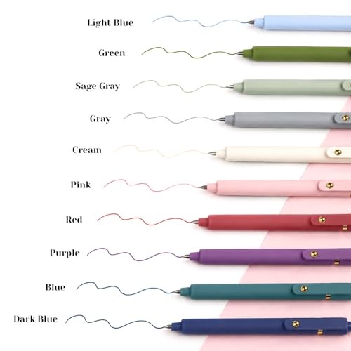 10pcs Colored Gel Pens, 0.5mm Fine Point Retractable Colorful Pens for