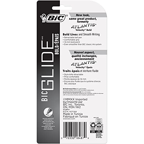 Glide Bold Retractable Ball Point Pen, Bold Point 4 Count (Pack of 1) Black