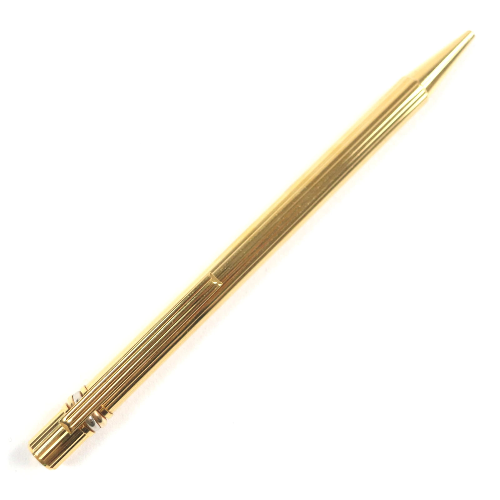Trinity de Cartier Stripe Ballpoint Pen Gold Twist France Unisex Stationery Auth