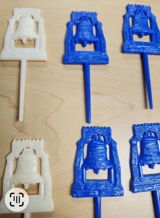 VTG Lot 12 Red White and Blue Liberty Bell Bicentennial Cake Toppers Hong Kong